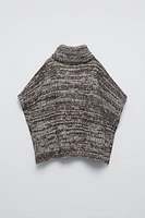 FLECKED KNIT PONCHO