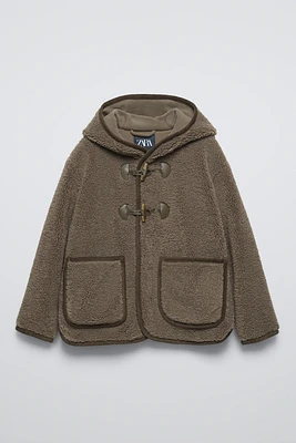 HOODED FLEECE COAT