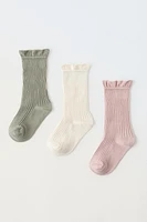 THREE-PACK OF RIB LACE SOCKS