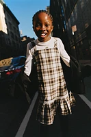 CHECKERED PINAFORE WITH RIBBED SHIRT