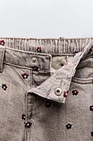 EMBROIDERED DENIM PANTS