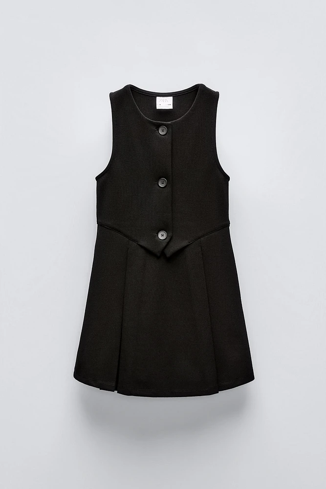 BUTTONED PINAFORE DRESS