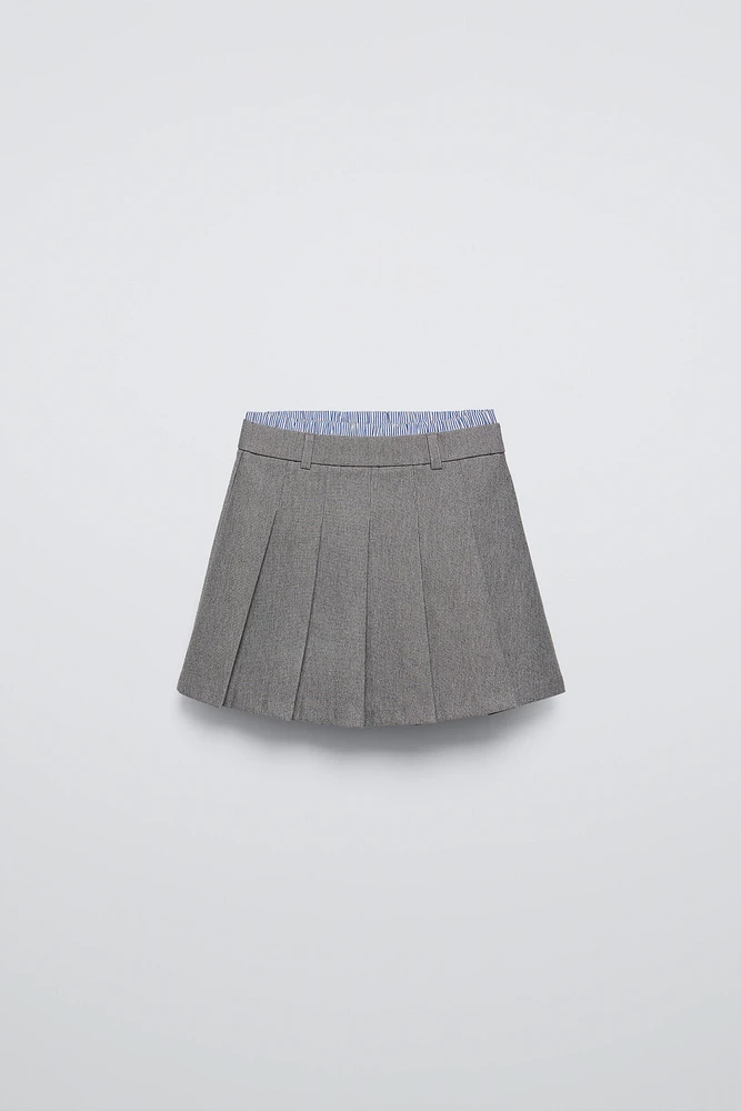 DOUBLE WAISTBAND BOX PLEAT SKIRT