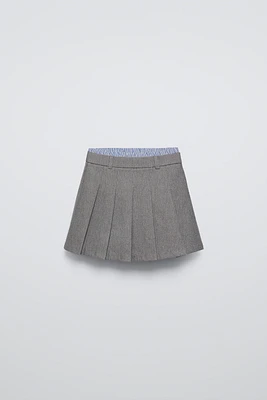 DOUBLE WAISTBAND BOX PLEAT SKIRT