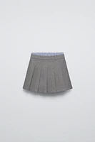 DOUBLE WAISTBAND BOX PLEAT SKIRT