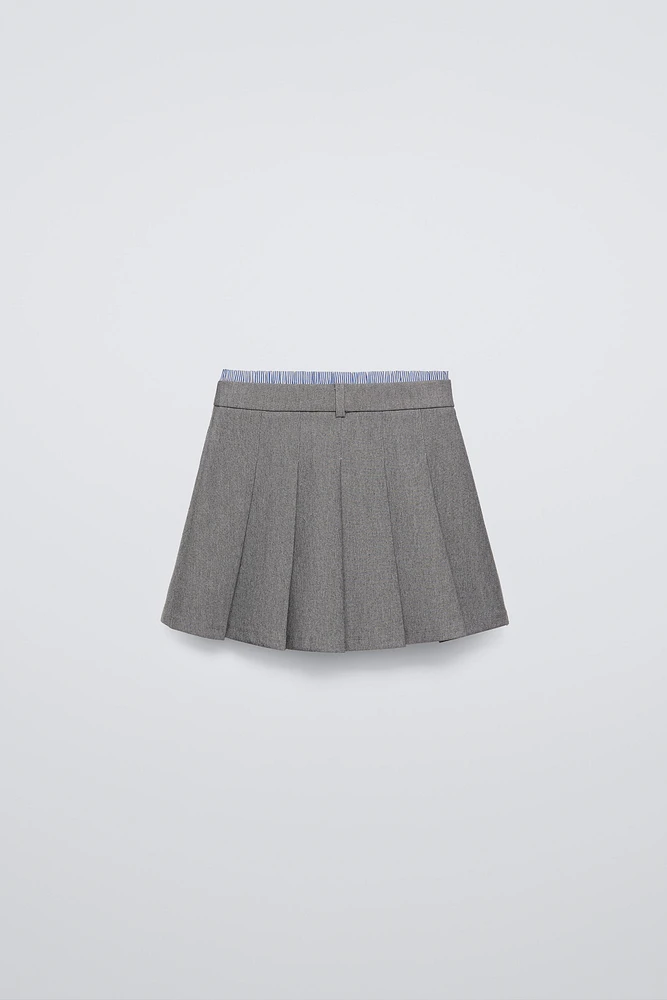 DOUBLE WAISTBAND BOX PLEAT SKIRT