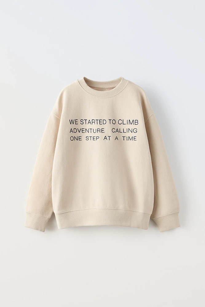 EMBROIDERED TEXT PIQUÉ SWEATSHIRT