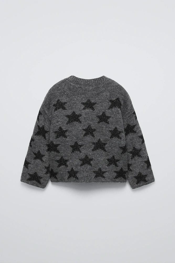 KNIT SWEATER WITH SHIMMER STARS