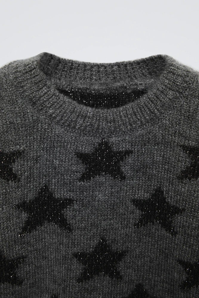 KNIT SWEATER WITH SHIMMER STARS