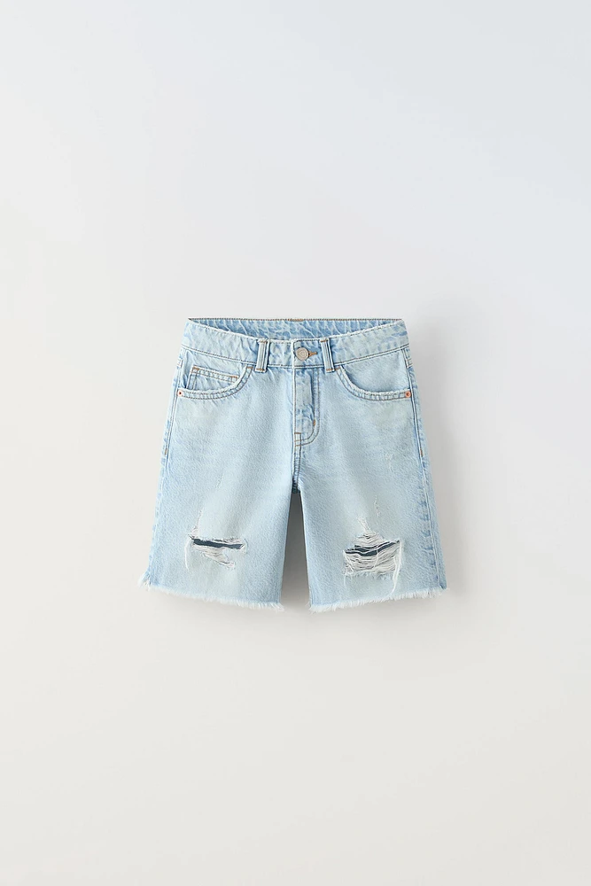 RIPPED DENIM SHORTS