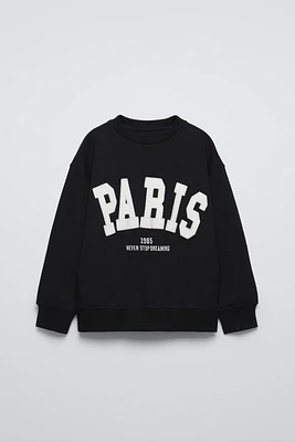 “PARIS” TEXT SWEATSHIRT