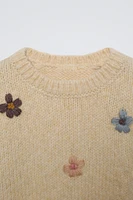 FLORAL EMBROIDERY KNIT SWEATER