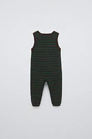 STRIPED KNIT OVERALLS