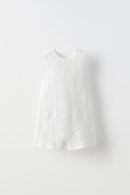 CROCHET KNIT OVERALL SHORTS