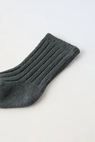 COTTON AND SILK RIB SOCKS