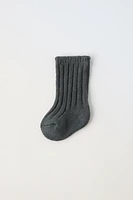 COTTON AND SILK RIB SOCKS