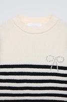 STRIPED KNIT SWEATER WITH BOW