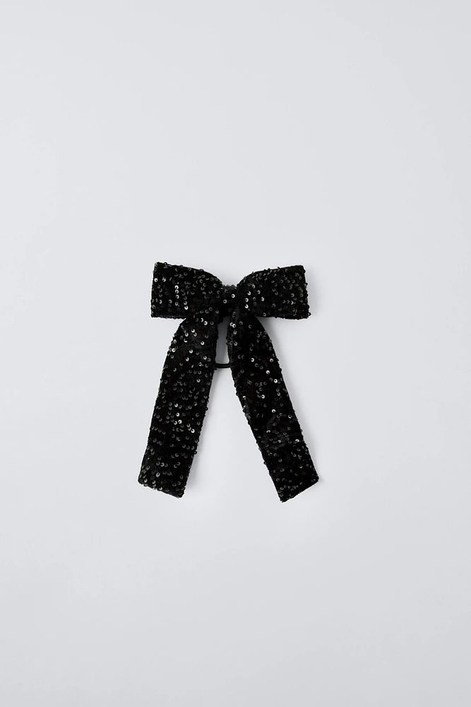 SEQUIN BOW HAIR TIE