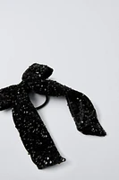 SEQUIN BOW HAIR TIE