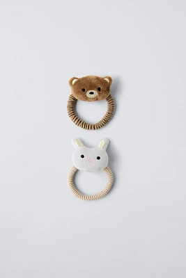 TWO-PACK OF BEAR AND BUNNY HAIR TIES