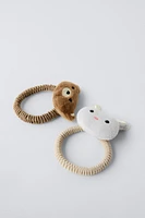 TWO-PACK OF BEAR AND BUNNY HAIR TIES