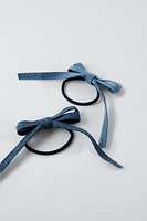 TWO PACK DENIM HAIR TIES