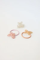 PACK OF BUTTERFLY HAIR TIES AND CLIP