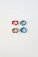 FOUR-PACK OF STRIPED WIDE HAIR TIES