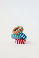 FOUR-PACK OF STRIPED WIDE HAIR TIES