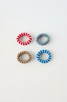 FOUR-PACK OF STRIPED WIDE HAIR TIES