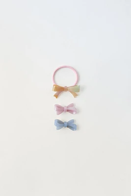 PACK OF HAIR TIE AND BOW CLIPS