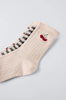 THREE-PACK OF CHERRY AND CHECKERED SOCKS