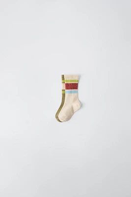 TWO-PACK OF STRIPED CREW SOCKS