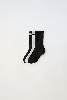 THREE-PACK OF STRIPED CREW SOCKS