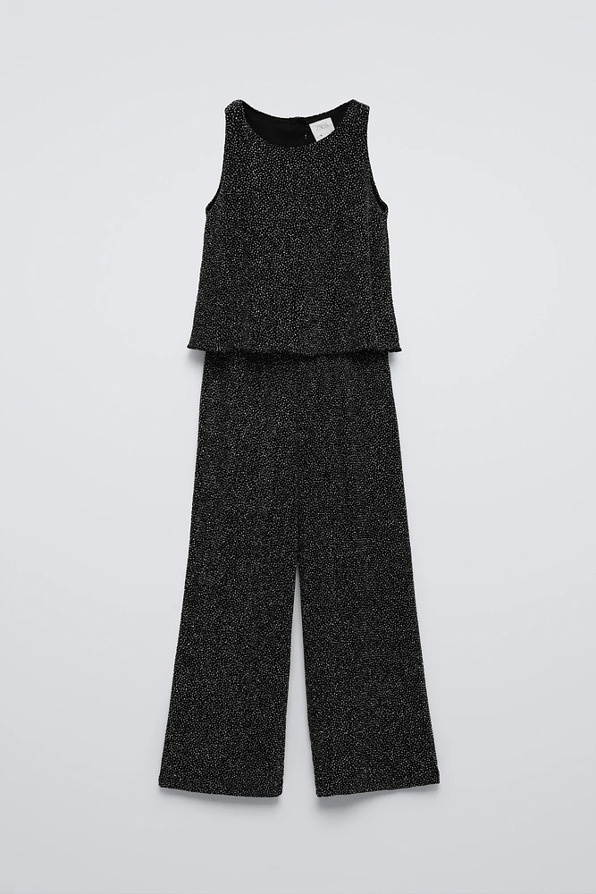 LONG SPARKLY RUFFLE JUMPSUIT