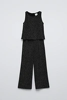 LONG SPARKLY RUFFLE JUMPSUIT