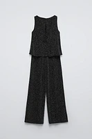 LONG SPARKLY RUFFLE JUMPSUIT