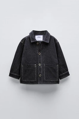 TOPSTITCHED TWILL OVERSHIRT