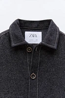 TOPSTITCHED TWILL OVERSHIRT