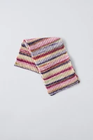 WOOL BLEND STRIPED KNIT SCARF