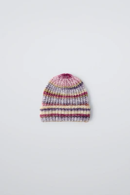 WOOL BLEND STRIPED KNIT HAT