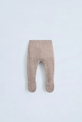 TEXTURED KNIT FOOTED LEGGINGS