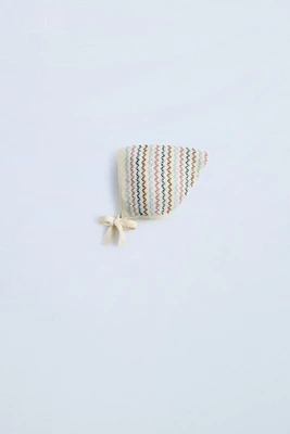 STRIPED KNIT BONNET