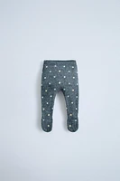 KNIT POLKA DOT FOOTED LEGGINGS