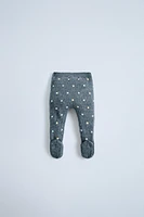 KNIT POLKA DOT FOOTED LEGGINGS