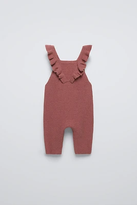 RUFFLED KNIT OVERALLS