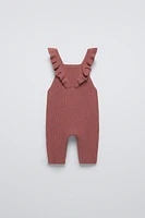 RUFFLED KNIT OVERALLS