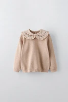 EMBROIDERED COLLAR KNIT SWEATER