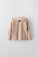 EMBROIDERED COLLAR KNIT SWEATER