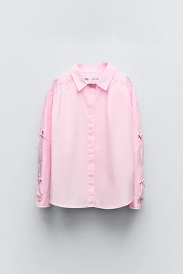 POPLIN SHIRT WITH TIES